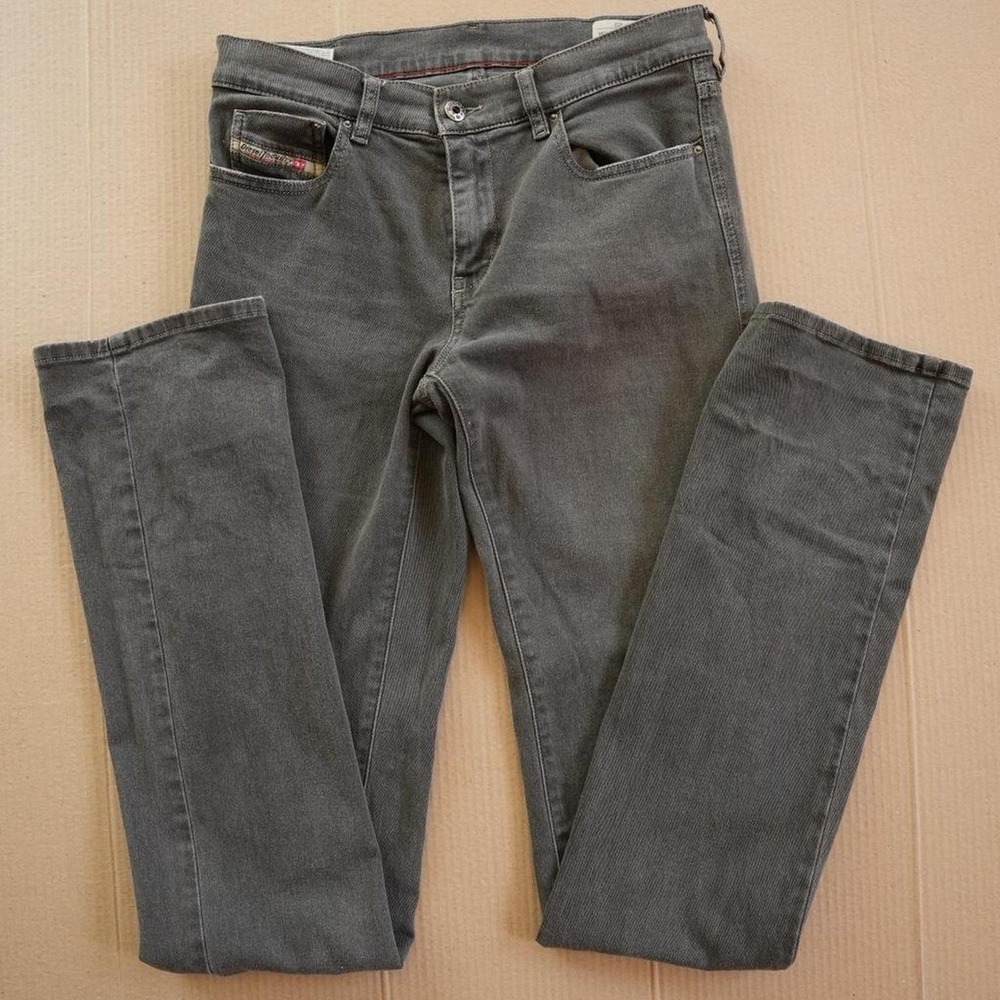 Diesel Bootzee Jeans Women Sz 29 Black Gray Wash 0111D Slim Bootcut Zip‎ Fly